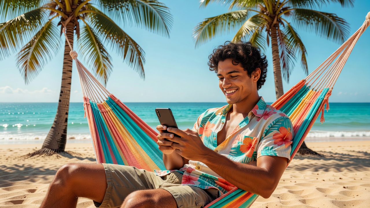 Jogador casual em rede na praia